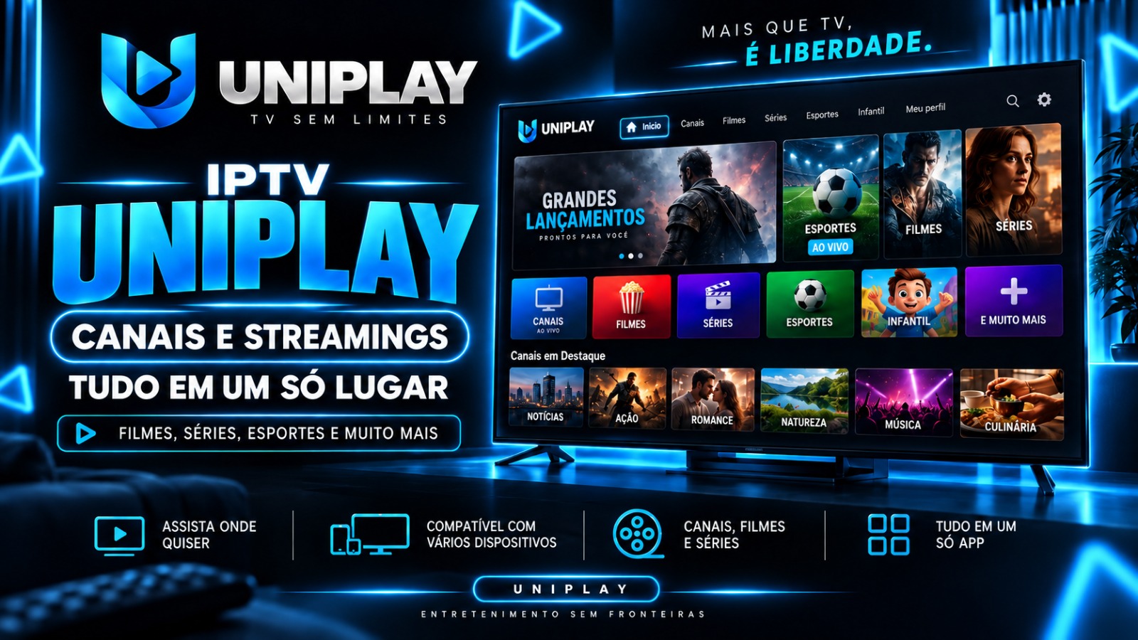 Canais tudo livre - Para Tv smart - 30 dias